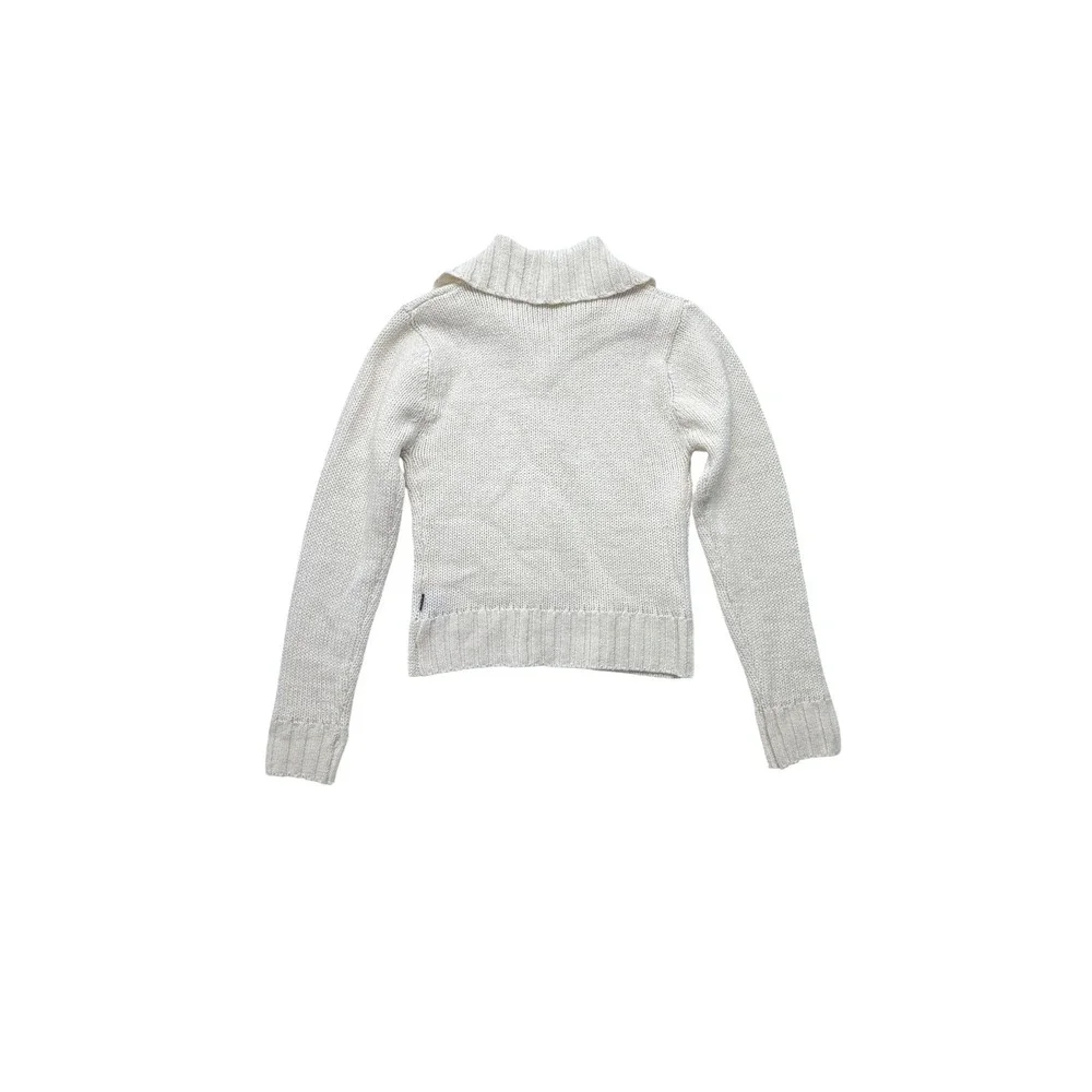 BCBGMAXAZRIA Cream Wool Blend Button Front Cardigan Sweater L